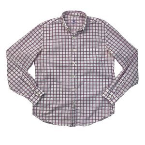 J Crew Shirt Mens Medium Purple Lightweight Cotton Button Down Windowpane Plaid